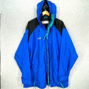 Vintage Columbia Sportswear Company Blue Black Teal Accents Winter Jacket XL